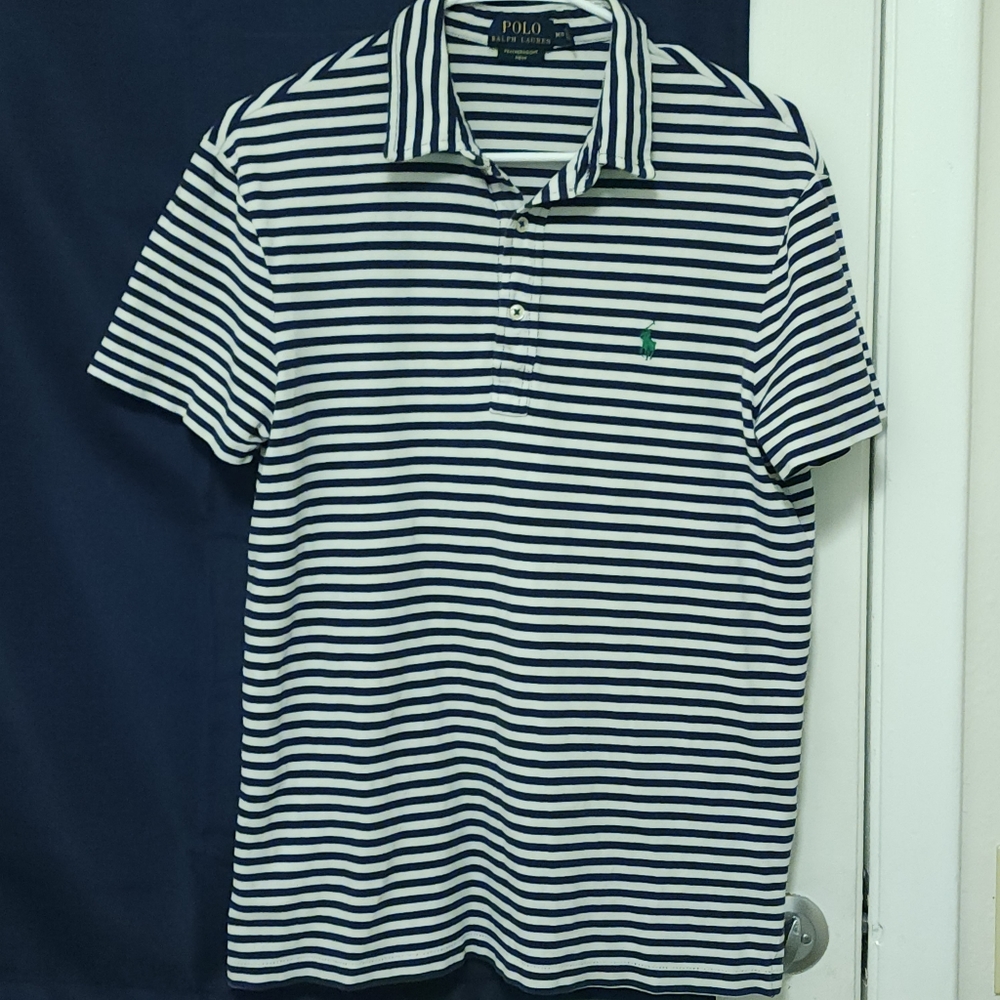 PolonRalph Lauren Featherweight Mesh Stripe Dark Pattern Polo Shirt